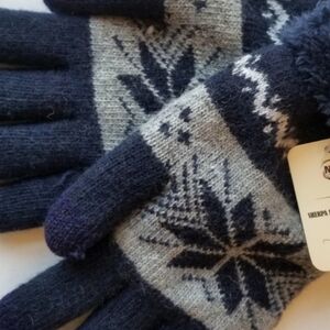 ❗Nordstrom Navy Sherpa Lined Woven Winter Gloves❗